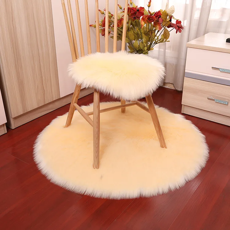 White Faux Fur Round Area Rug Plush Shipskin Flufy Pink Bedroom Rugs Living Room Soft Shaggy Floor Carpets Furry Mats Washable