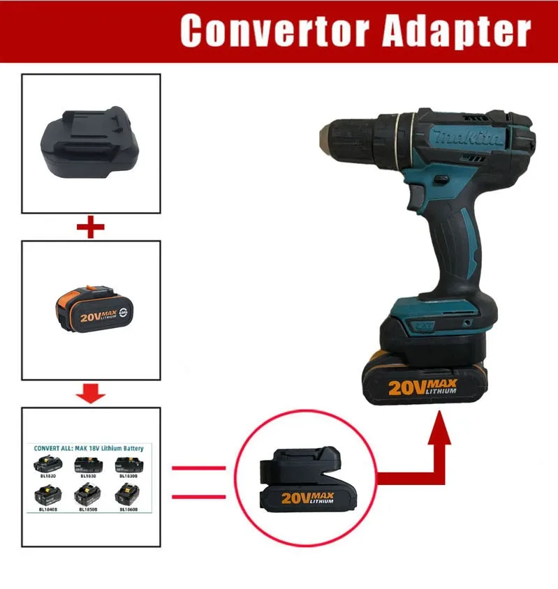 

Батарея адаптер конвертер для WORX-20V 4-контактный Li-Ion ToMakita 18V Батарея адаптер для WORX-оранжевый 4-контактный Мощность инструмент