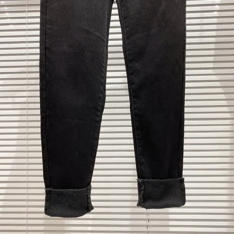 

Rivets High Waist Womens Jeans Black Single Breasted Slim Fit Elastic Denim Pants Fashion Pencil Pants Casual Trousers Female