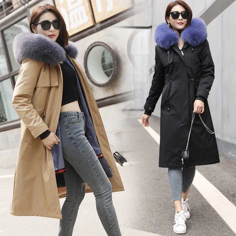 Женские парки с меховой вставкой Рекс зимняя теплая куртка натуральным лисьим