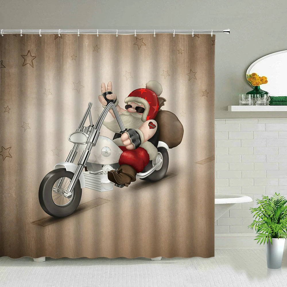 

Набор рождественских занавесок для душа, забавные веревочные шторы с Санта-Клаусом, шариком, снеговиком, тканевые занавески для ванной комн...