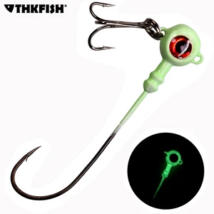 5 шт.лот светящиеся рыболовные крючки с джиг-5g 7 г, 10 г, с высоким содержанием углерода стальные крючки для мягкой червь джиг-головкой с тройным крючком