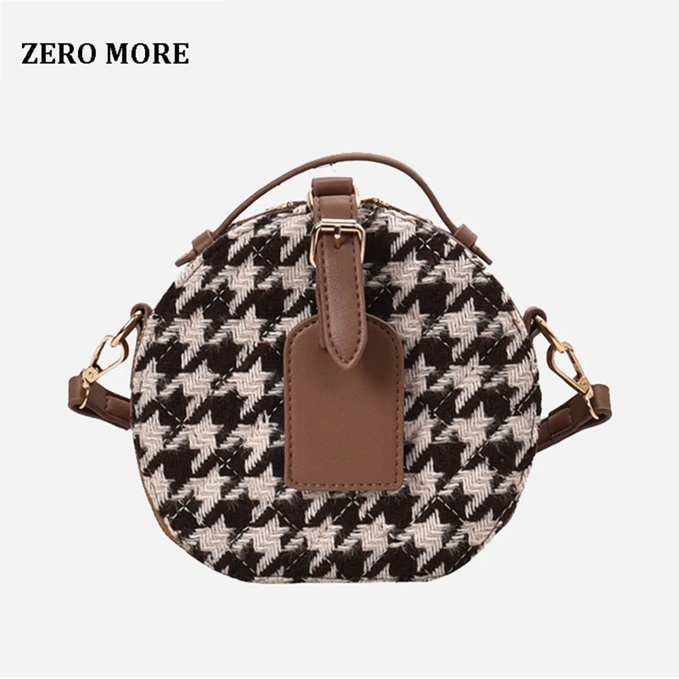 2020 известный бренд женские сумки круговые модные шерстяные и кожаные через плечо