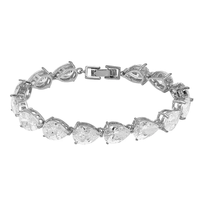 

WEIMANJINGDIAN Brand High Quality Pear Cut Cubic Zirconia Crystal Wedding Bridal Tennis Bracelets