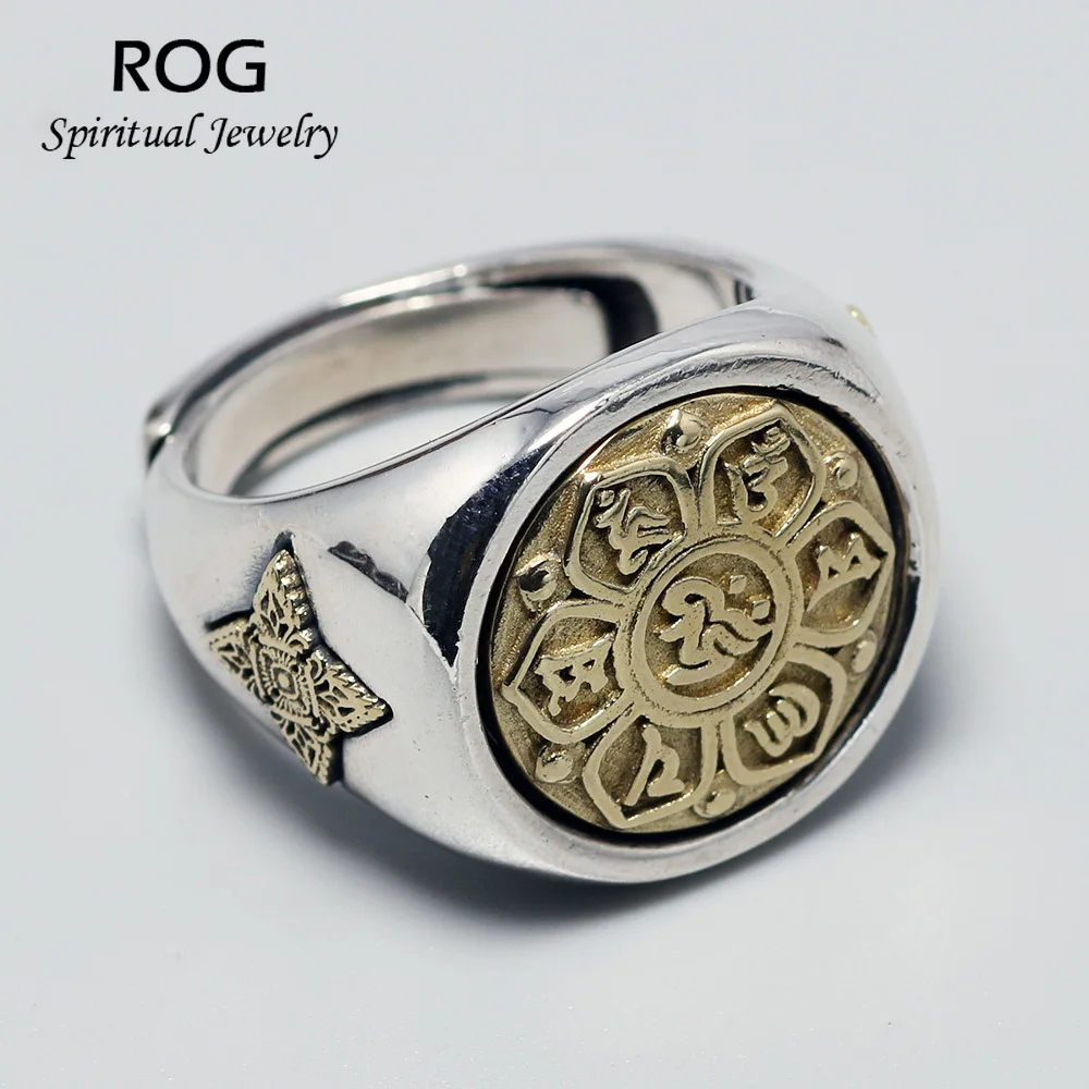 Подлинные 925 пробы серебряные вращающиеся OM кольца мантра и Китайский Зодиак