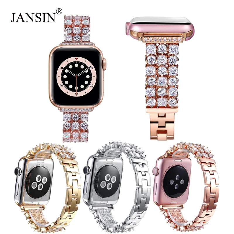

Luxury Diamond strap for apple watch series 6 SE 5 4 40/44mm Bracelet women Stainless Steel band for iWatch series 3 2 42mm 38mm