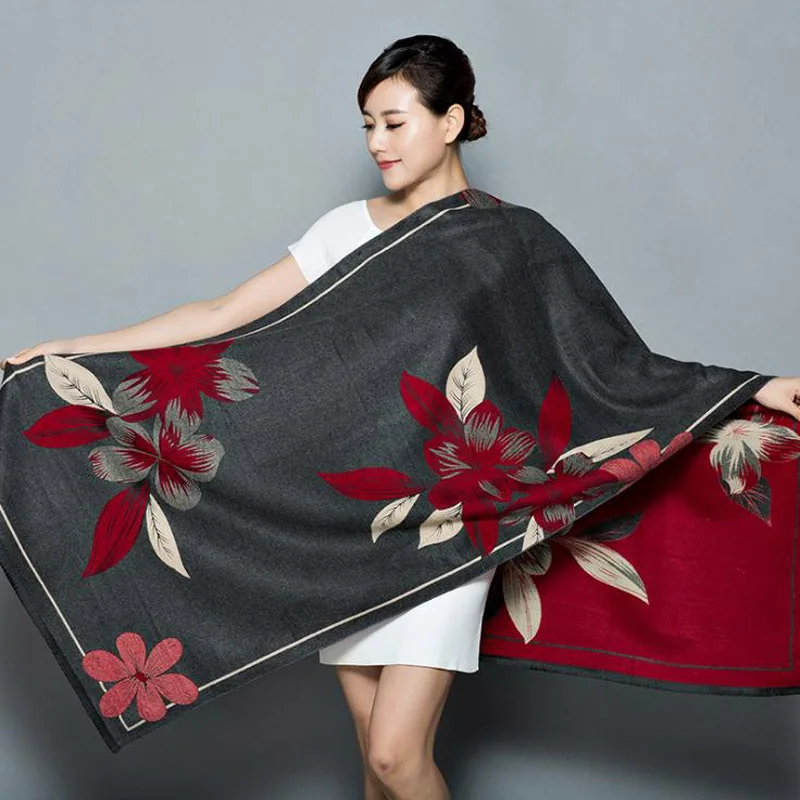 Шаль Для женщин утолщение теплый кашемировый шарф Пашмина негабаритных мягкий