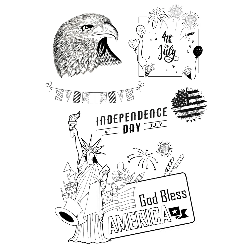 

AZSG Eagle / Independence Day Clear Stamps For DIY Scrapbooking Decorative Card Making Crafts Fun Decoration Supplies