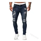 Мужские спортивные брюки Adisputent, сексуальные джинсовые брюки с дырками, повседневные мужские рваные узкие винтажные брюки, облегающая Байкерская верхняя одежда, брюки