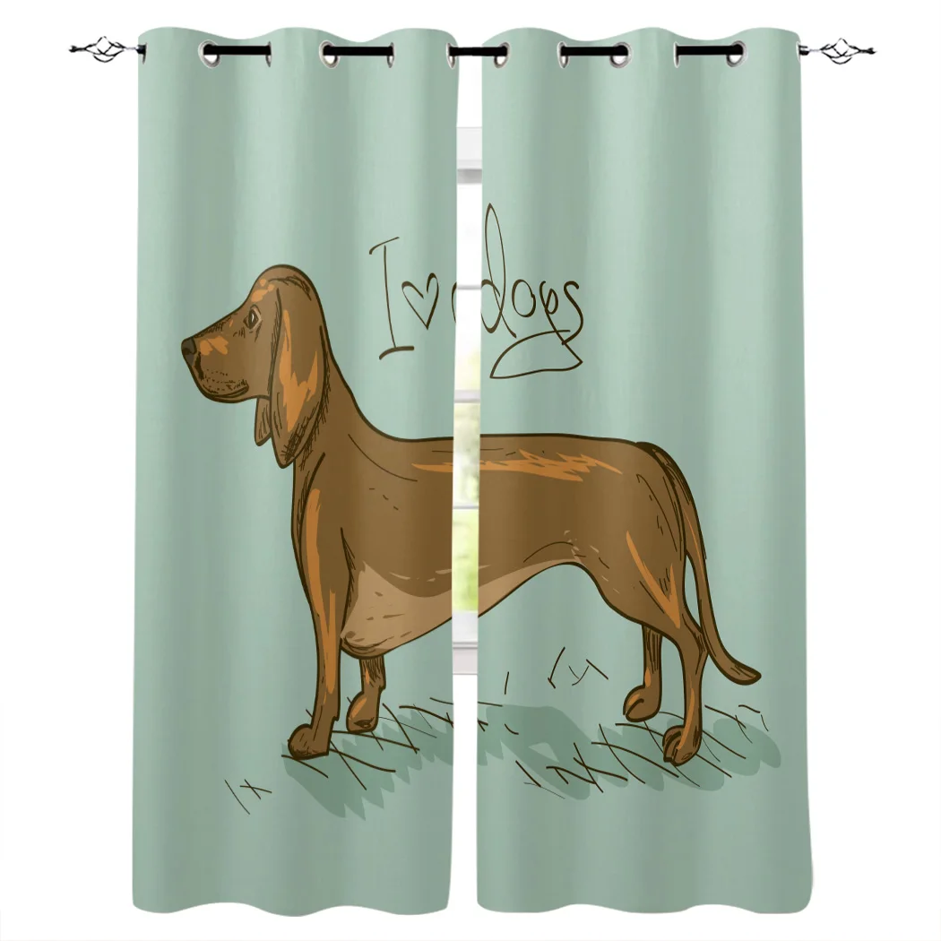 

Pet Dog Dachshund Cartoon Window Treatments Curtains Valance Room Curtains Large Window Curtain Lights Bathroom Kitchen Outdoor