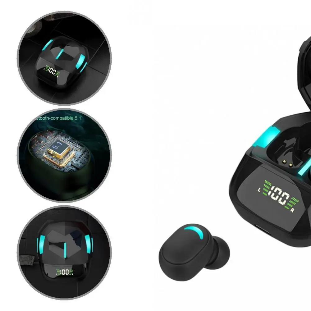 

with Cool Breathing Light TWS Low Latency Earphone Headset for Running