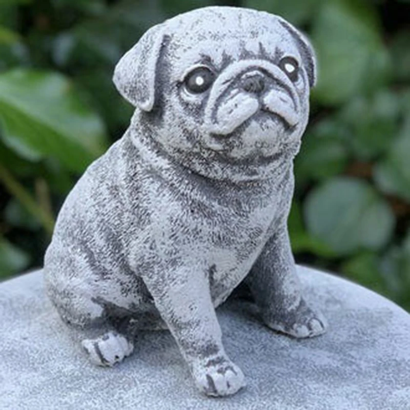Статуя мопса для украшения сада имитация щенка полимерное украшение дома двора