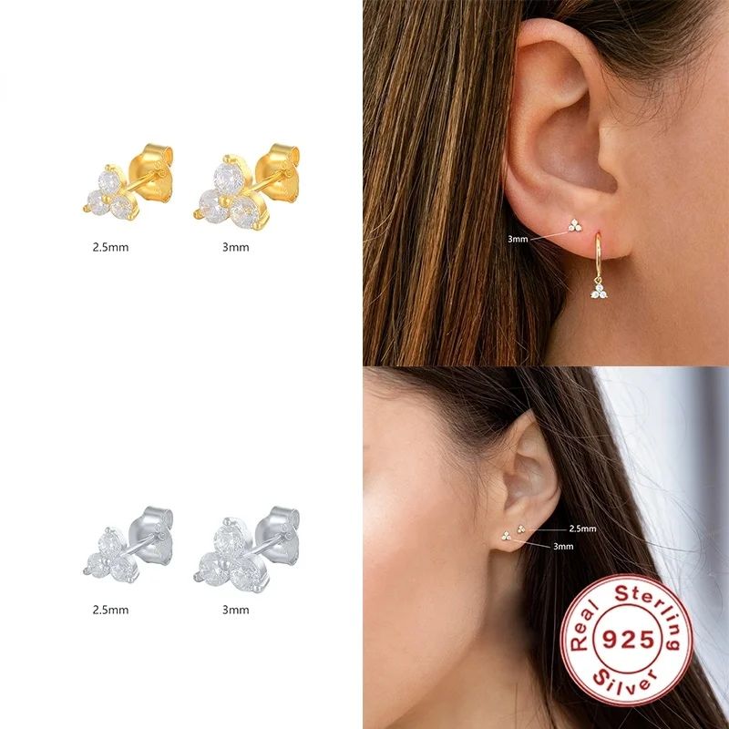 

Sterling Silver Earrings For Women Ins 3mm Petal Stud Earrings Gold/Silver Jewelry Ear Piercing Mom Gift Trend