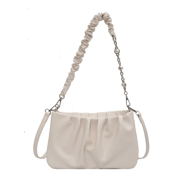 

Solid Color Pleated Tote Underarm Bag Women 2021 Summer New PU Leather Designer Handbags Luxury Brand Shoulder Messenger Bag New