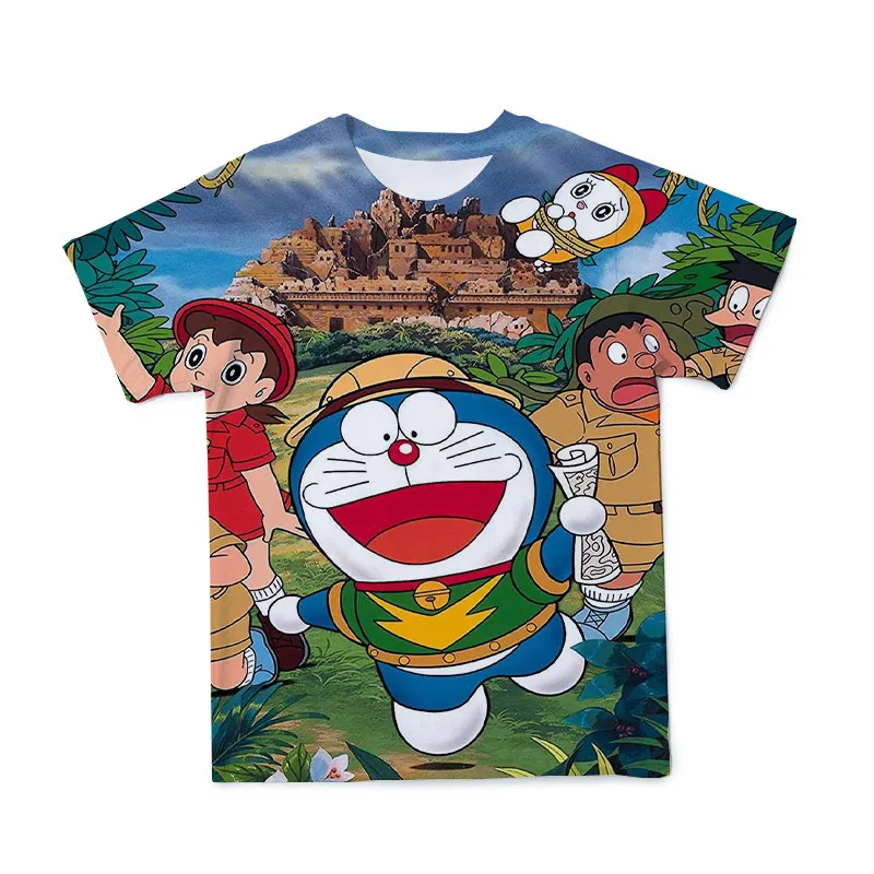 

Summer Kids 3D Short Sleeve T-shirt Doraemon Print Summer T-shirt Round Neck 4T-14T Baby Clothes 2021