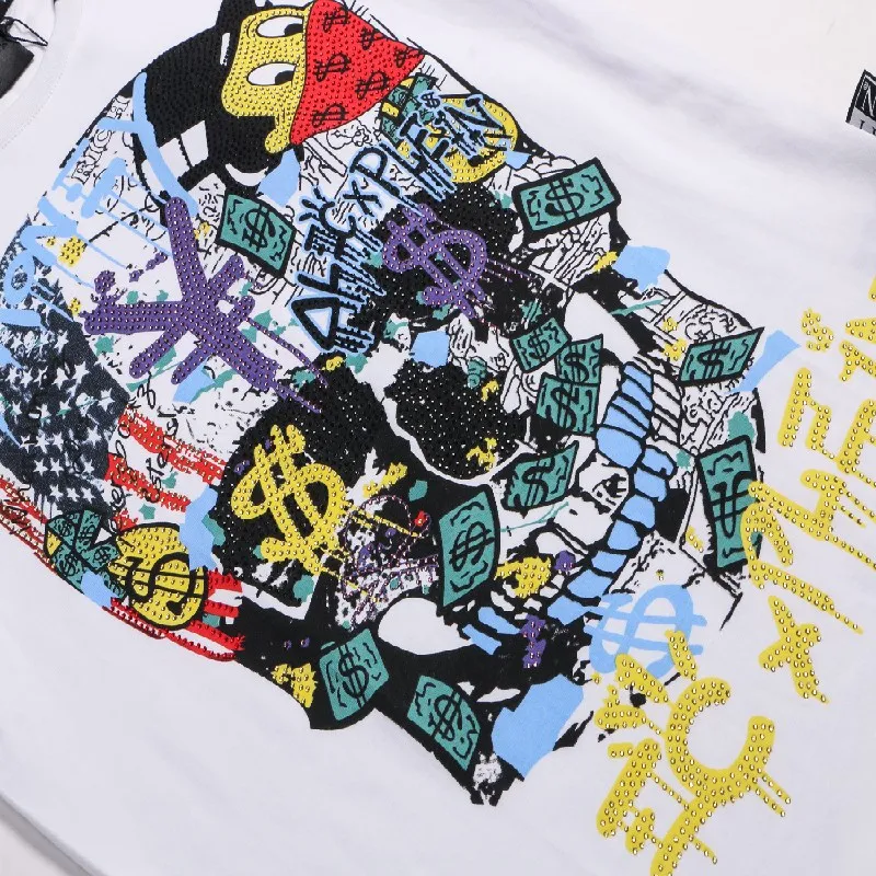 

100% cotton men T-shirt splash color Donald Duck Plein T-shirt men O-neck Short sleeve Street Gothic style men PP tops