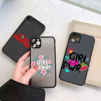 girl power phone case for iphone 13 12 11 7 8 plus mini x xs xr pro max matte transparent cover