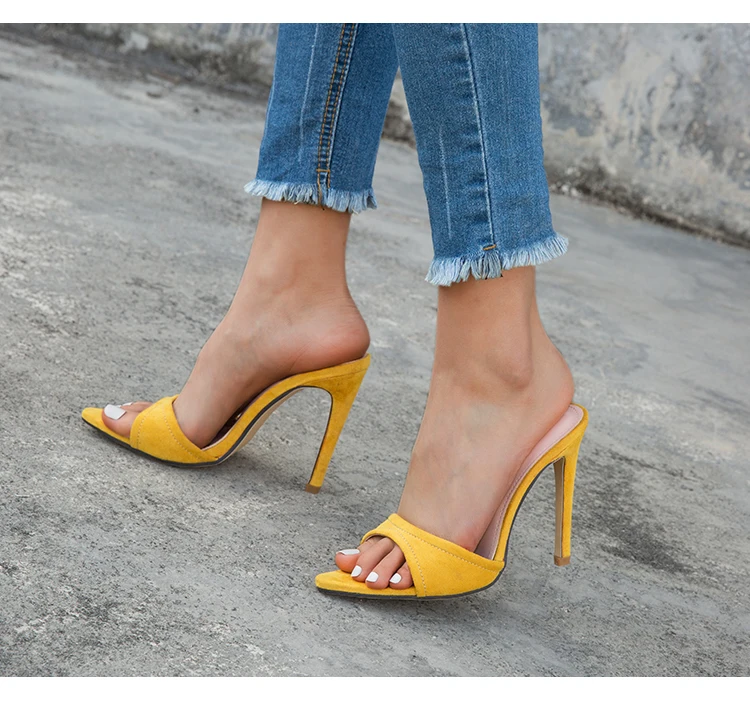 

2021 Fashion Women Slippers Sexy Pointed Toe Strap High Heel Sandals Sandals Party Shoes Women Pumps Size 35-42