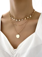stillgirl 3layer simple gold chain pendant necklace for women kpop vintage geometric set female boho fashion jewelry bijoux femm
