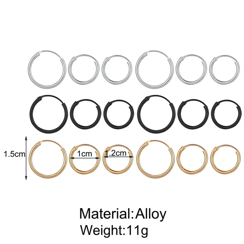 

3 Size Punk Simple Circle Small Hoop Earrings For Women Girl Hip-hop Gold Color Geometric Round Huggie Earring Jewelry