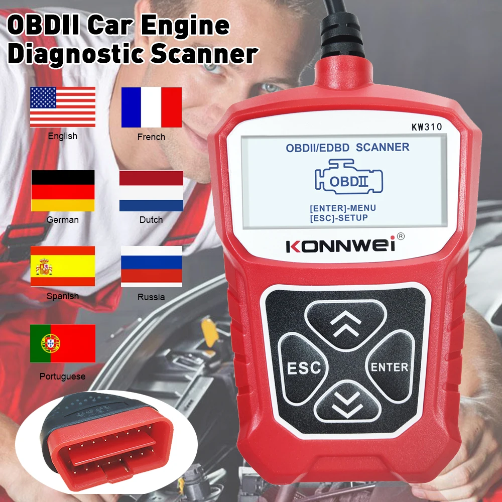 

OBD2 сканер KONNWEI KW310 для автомобиля OBD 2, Автомобильный сканер, диагностический инструмент, Автомобильный сканер, автомобильные инструменты