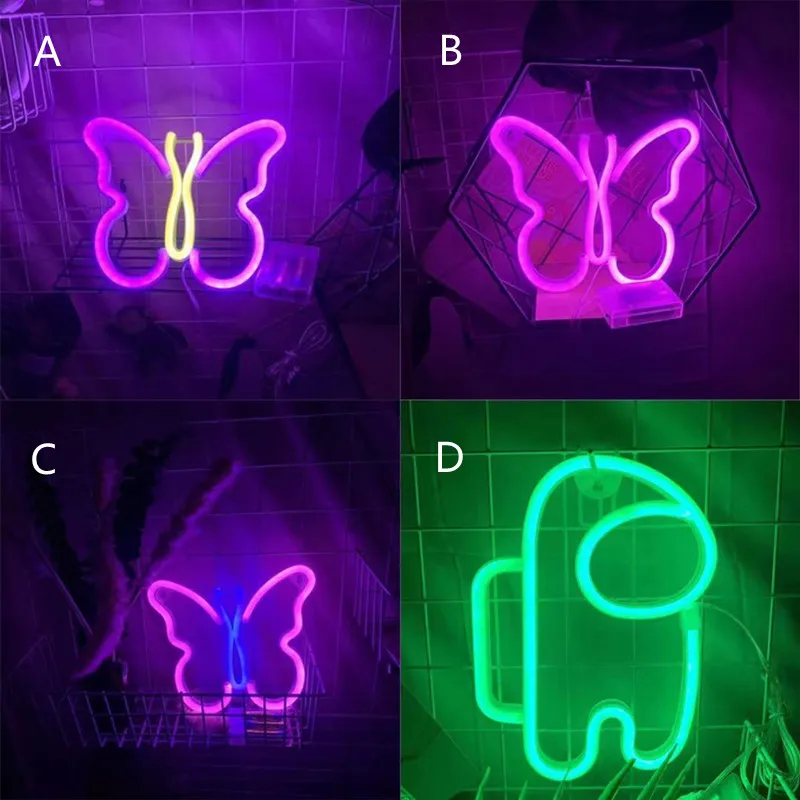 

36 Kinds LED Neon Sign Light Wall Hanging Cloud Butterfly Neon Wall Signs Christmas Party Decoration Bar Lights Room Decor