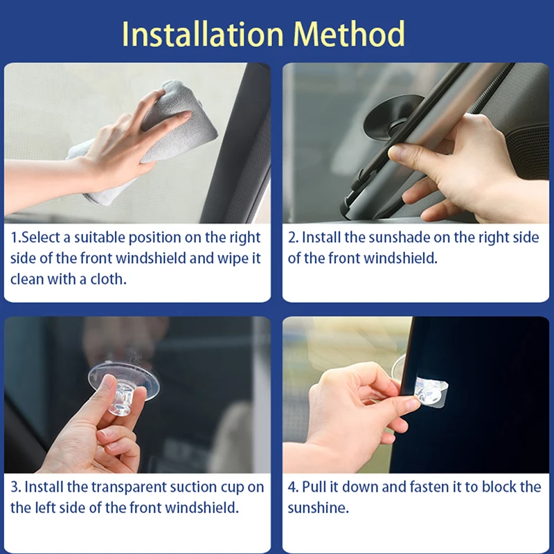 

1PC Fixed suction cupCar Windshield Sunshade Cover Automatic Retractable Sunblind Sun Protection for Car Front Window Windshield