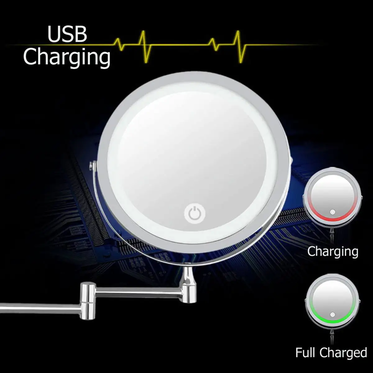 

7inch LED mirror Light Wall Mount Extending Folding Double Side Makeup Mirror 10x Magnification Bath Shaving Chrome Bronze