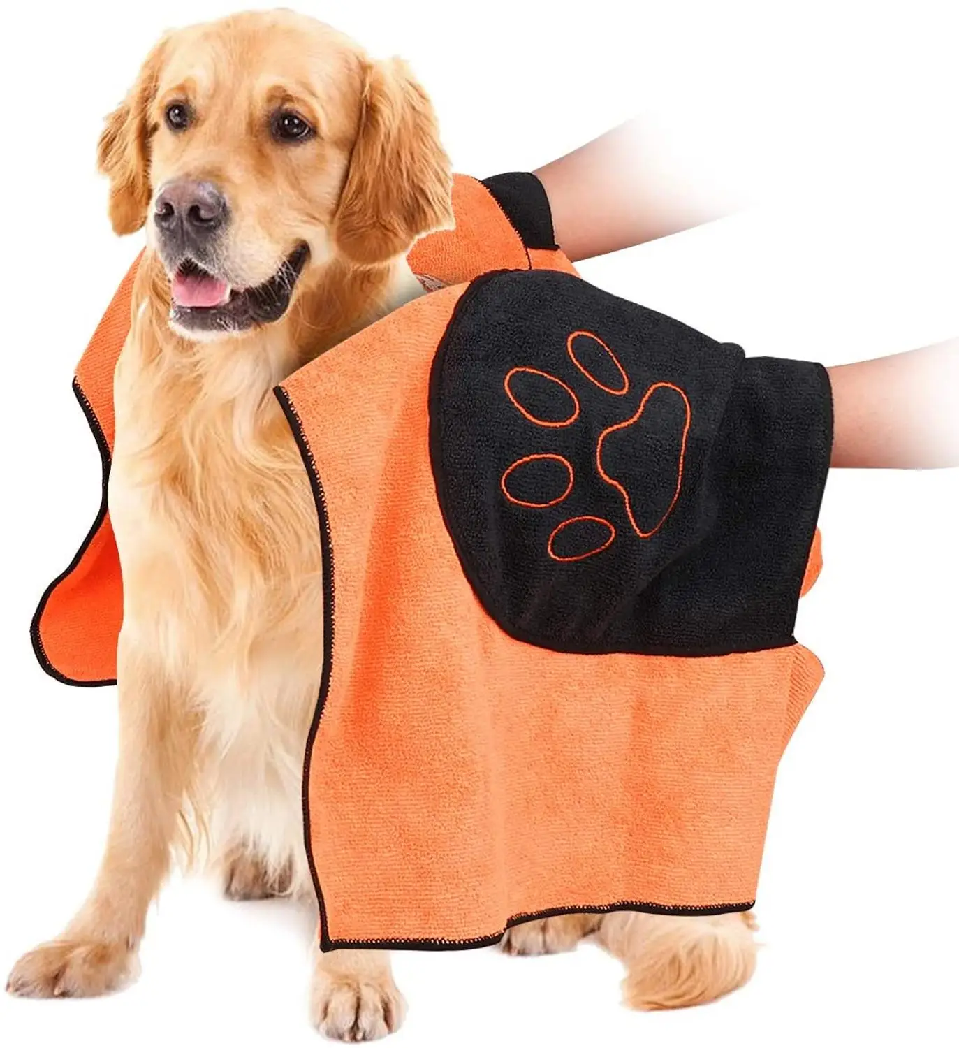 

Pet Drying Towel Ultra-absorbent Dog Bath Towel Microfiber 96*50cm Soft Material Microfiber Paw Print Bath Towel