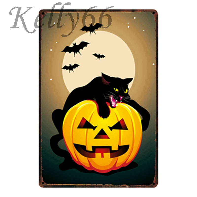 

[ Kelly66 ] Happy Halloween Metal Sign Tin Poster Home Decor Bar Wall Art Painting 20*30 CM Size y-1782