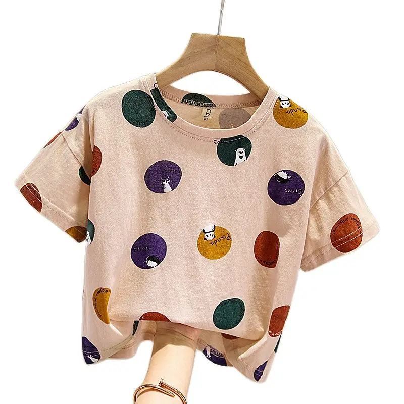 

Baby T-shirt boys loose short-sleeved 2021 new summer polka dot cute Korean girls summer clothes P4053