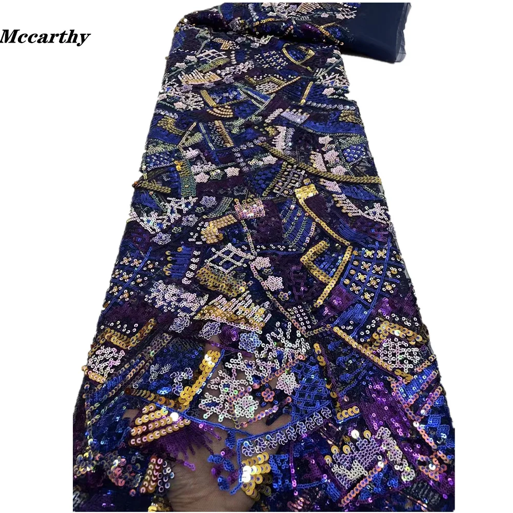 

Mccarthy Bule African Lace Fabric French Nigerian Lace Fabric Bridal 2021 High Quality Sequins Tulle Lace For Women Dress