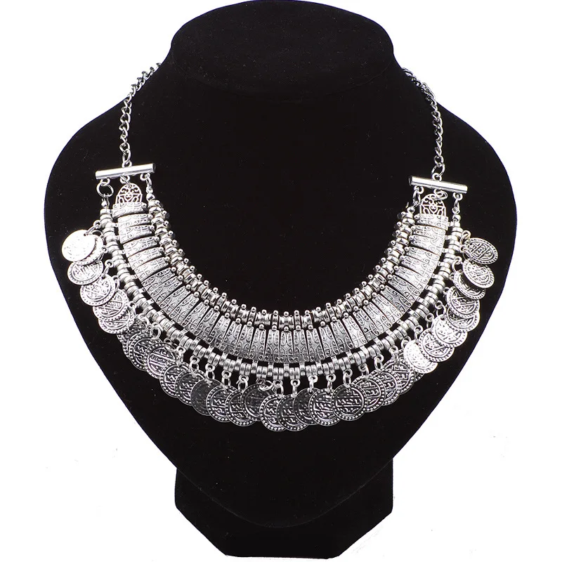 

Bohemian Coin Tassel Bib Necklaces Turkish Ethnic Tribal Belly Dance Choker