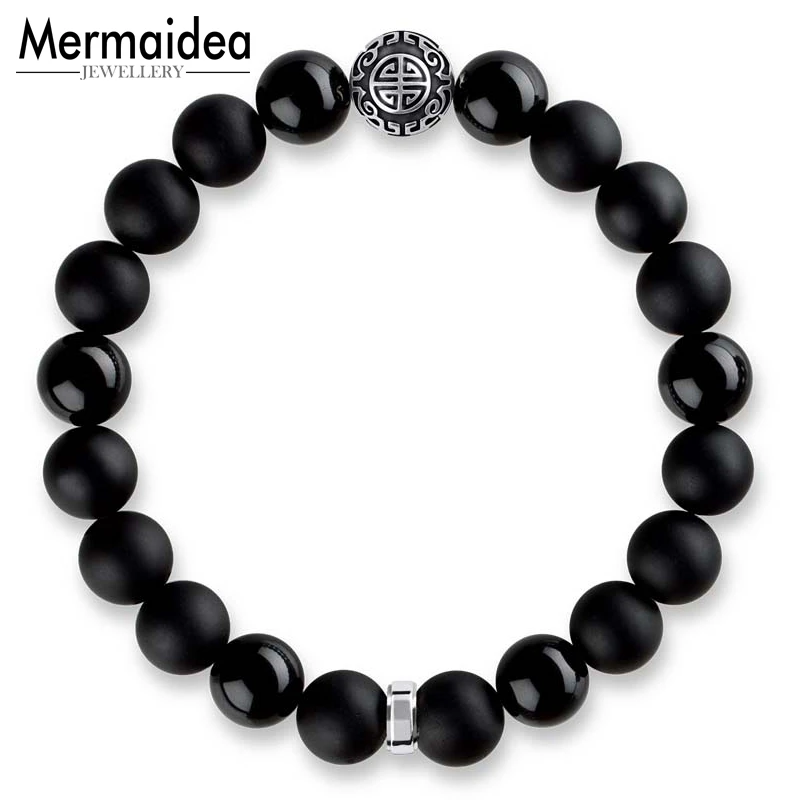 Браслет с бусинами Red Great blession Guru посеребренный модный панк ювелирный подарок для