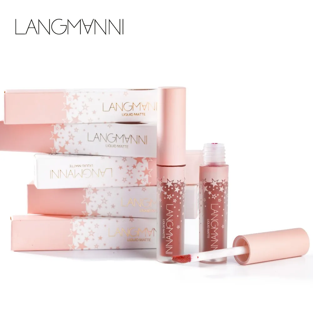 Брендовая матовая помада Langmanni для макияжа набор из 12 цветов блестящая бархатный