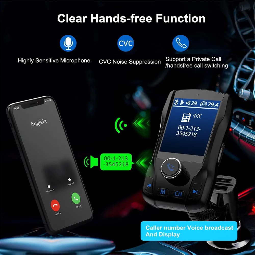 Автомобильный fm-передатчик 1 8 дюйма комплект громкой связи с Bluetooth Mp3 радио