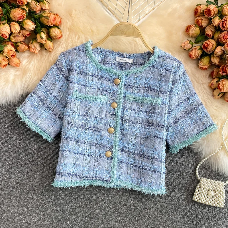 

Ladies Wind Temperament Coat Women's Summer Dress 2021 New Retro Tweed Slim Women's Short Coat All-Match Temperament Jacket