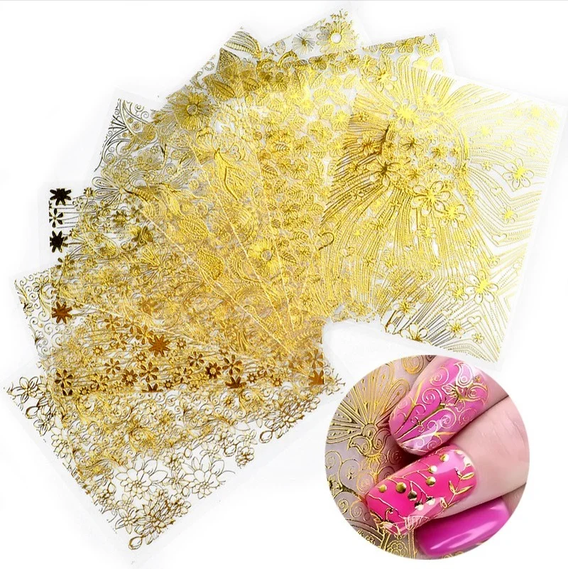 

Golden Metal Nail Stickers Nail Art Sticker Decal Golden Adhesive Sticker