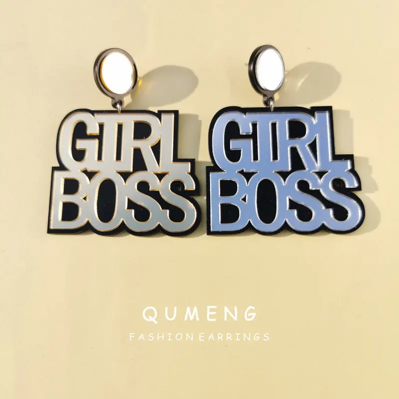 Женские серьги в стиле хип хоп QUMENG модные вечерние панк с зеркальным зеркалом для