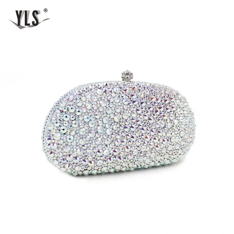 Женская серебряная сумка с кристаллами и стразами|Вечерние сумочки| |