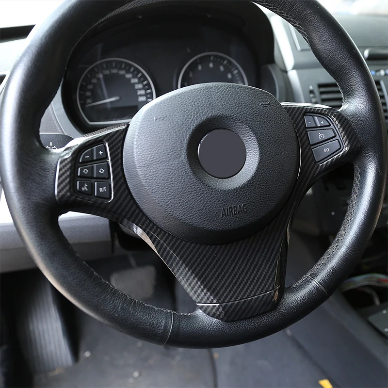 

For BMW X3 E83 2006-2009 Steering Wheel Decorative Frame ABS Carbon Fiber Pattern Interior Modification Accessories 1 Pcs