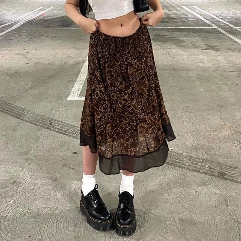 

Женская винтажная Юбка-миди с цветочным принтом