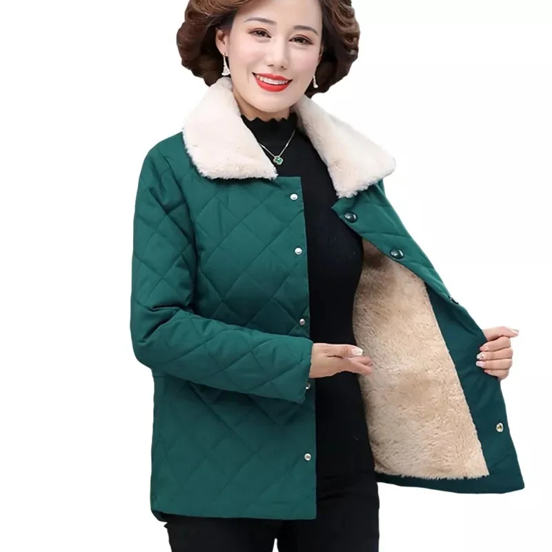 

New Mother Winter Cotton Coat Fashion Single Breasted Loose 5XL Puffer Outwear Parker Women Casual Warm Jacket W203