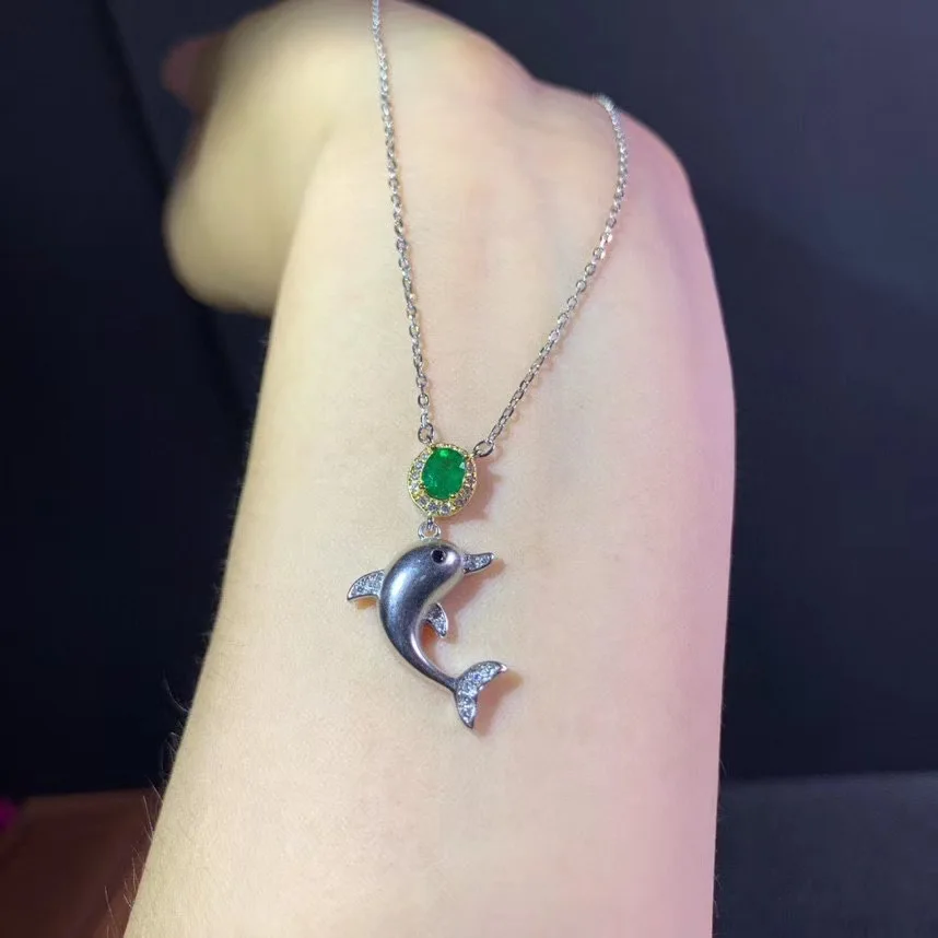 

Simple and exquisite natural emerald necklace new design 925 Sterling Silver Gold Plated style novelty