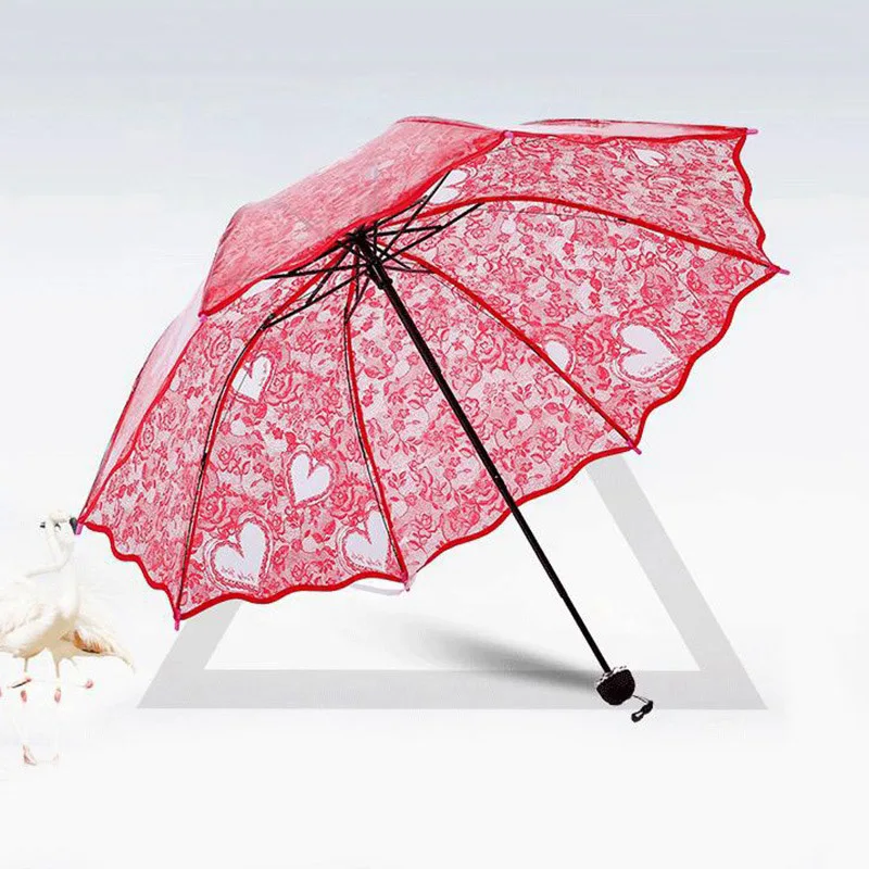 Пластиковые прозрачные складные зонты из ЭВА милые кружевные принцессы для