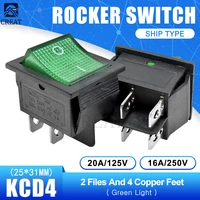 kcd4 rocker power touch onoff switch 2 positions 4pins feets ship type with light red blue green 16a 250v 2531mm