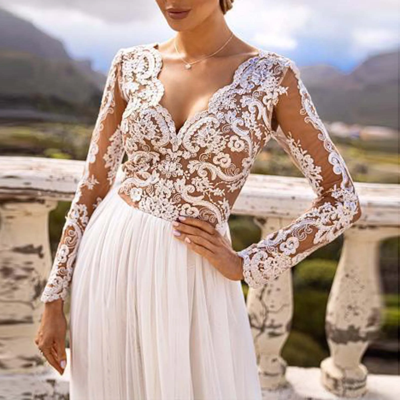 

dresses for women 2021 Floral Dress Long Sleeve Dresses Sexy Solid Hollow Out Lace Perspective Dress Robe Femme vestido de mujer