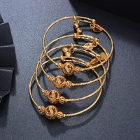 4pcslot kids bell bracelet adjustable gold color baby bangle birthday trendy jewelry gift for girl for baby hollow beads