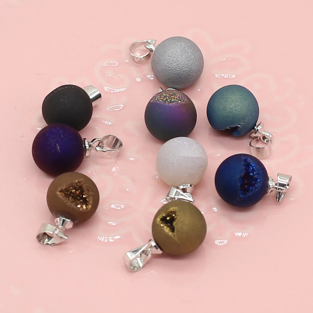 

Wholesale Natural Stone Color-plated Open Smile Round Pendant For Jewelry MakingDIY Necklace Accessories GemStone Charm Gift1PCS