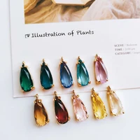 glass mixed color eardrop alloy necklace earring accessories drop charms pendant jewelry making diy handmade material 4pcs